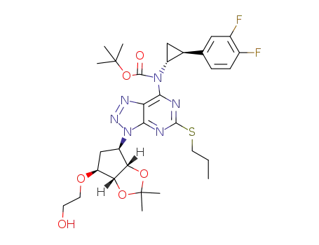 tert-butyl N-[3-[(3aS,4R,6S,6aR)-6-(2-hydroxyethoxy)-2,2-dimethyl-hexahydrocyclopenta[d][1,3]dioxol-4-yl]-5-(propylsulfanyl)-3H-[1,2,3]triazolo[4,5-d]pyrimidin-7-yl]-N-[(1R,2S)-2-(3,4-difluorophenyl)cyclopropyl]carbamate